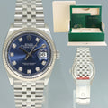 2024 NEW Rolex DateJust 36mm Blue Diamond 126234 Jubilee White Gold Watch Box