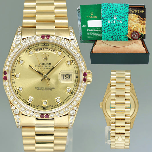 1991 MINT Rolex President 18238 Dial Diamond Double Quick Gold 36mm Watch Box