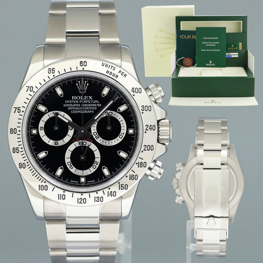 MINT 2014 PAPERS Rolex Daytona 116520 Black Steel Cosmograph Chromalight Watch Box