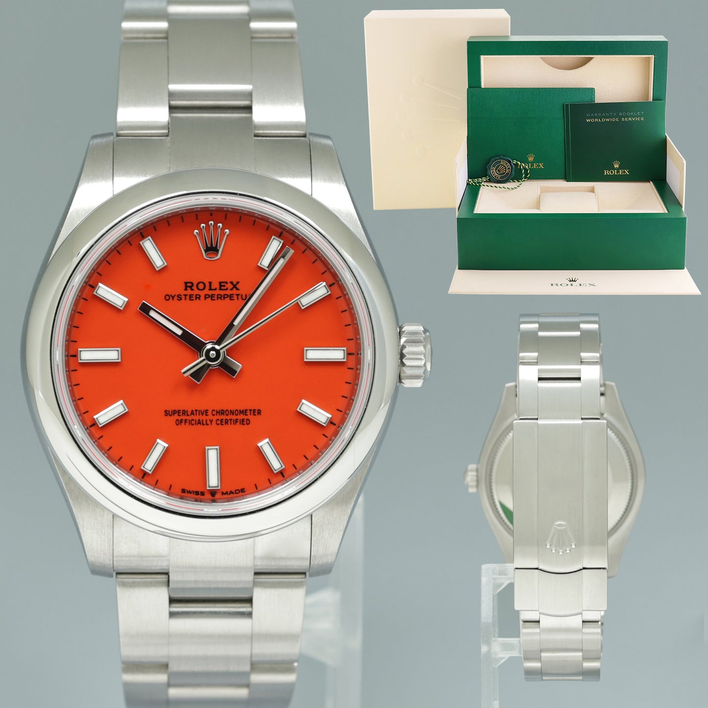 2023 NEW Rolex Oyster 277200 Perpetual 31mm Red Coral Watch Box