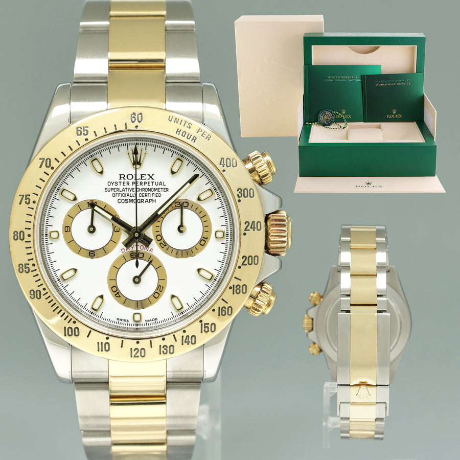 2010 MINT Rolex Daytona 116523 White Dial Steel Yellow Gold Two Tone Watch Box