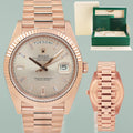 2020 MINT Rolex President Rose Gold Sundust Diamond Baguette 228235 Watch Box