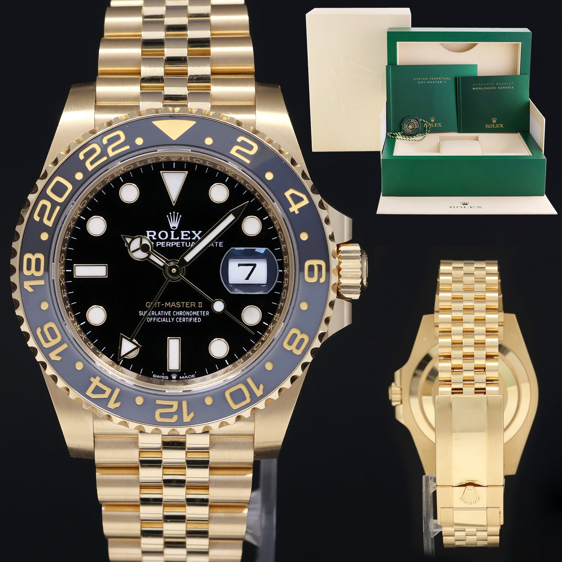 MINT 2023 Rolex 126718 GMT Master Yellow Gold Jubilee 40mm Watch Box