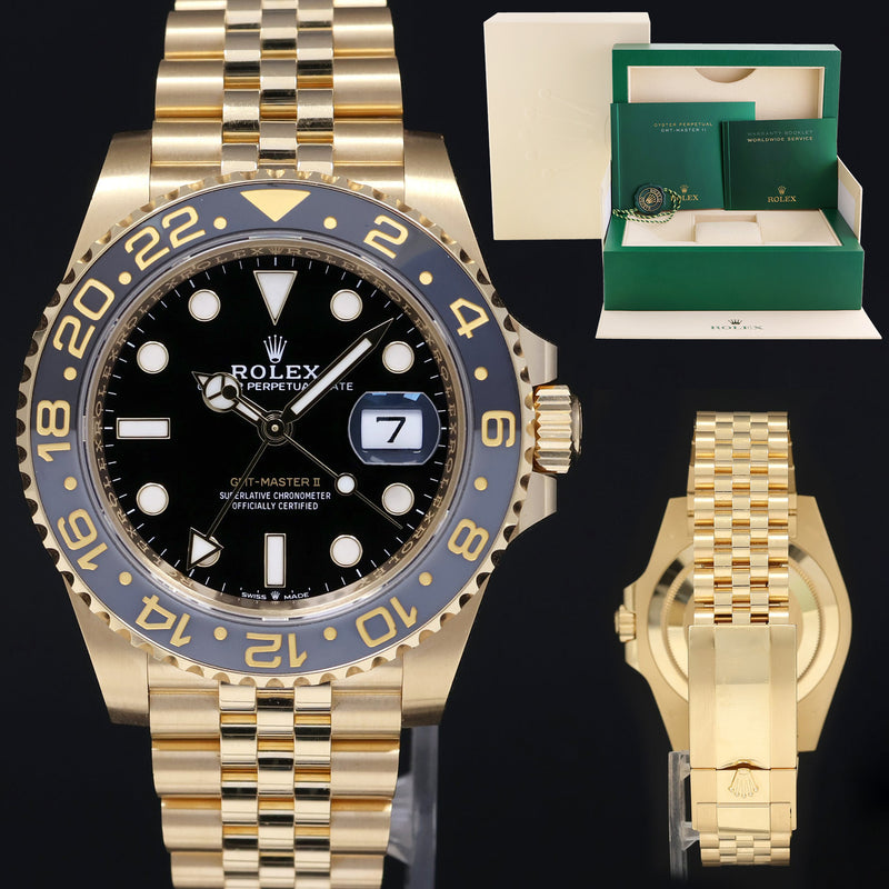 MINT 2023 Rolex 126718 GMT Master Yellow Gold Jubilee 40mm Watch Box