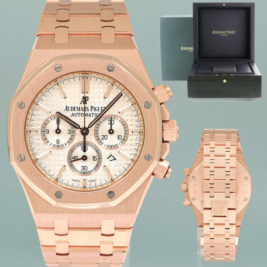 Audemars Piguet Royal Oak Chrono Rose Gold White Dial 26320OR Watch Box