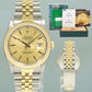 MINT Rolex DateJust 16233 Champagne Stick Jubilee Yellow Gold Two Tone 36mm Watch