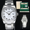 MINT 2014 PAPERS Rolex 116200 DateJust Steel 36mm White Roman Roman Watch Box