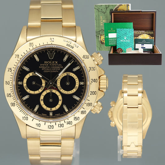 2023 RSC PAPERS Rolex Daytona 16528 Zenith Black Dial Yellow Gold E Serial Watch Box