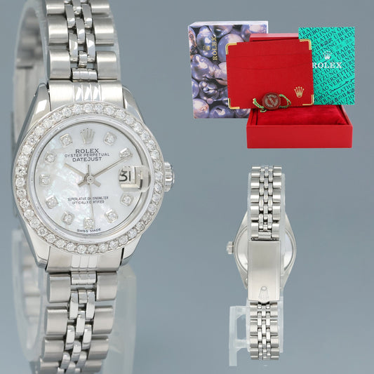 Ladies Rolex DateJust 26mm MOP Diamond Bezel Steel Jubilee Watch 6917