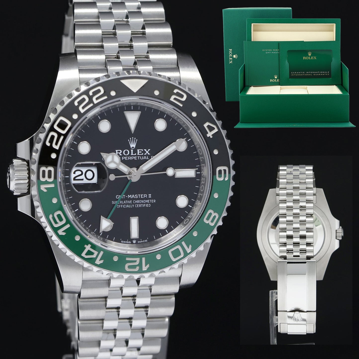 2025 NEW PAPERS Rolex GMT-Master II SPRITE Green Black Jubilee Steel 126720 Watch