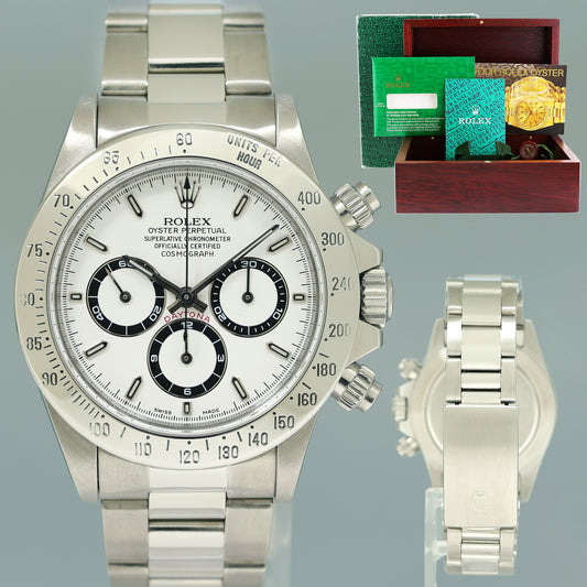 MINT 1989 Rolex 16520 Zenith Daytona Chronograph White Dial 40mm Watch Box