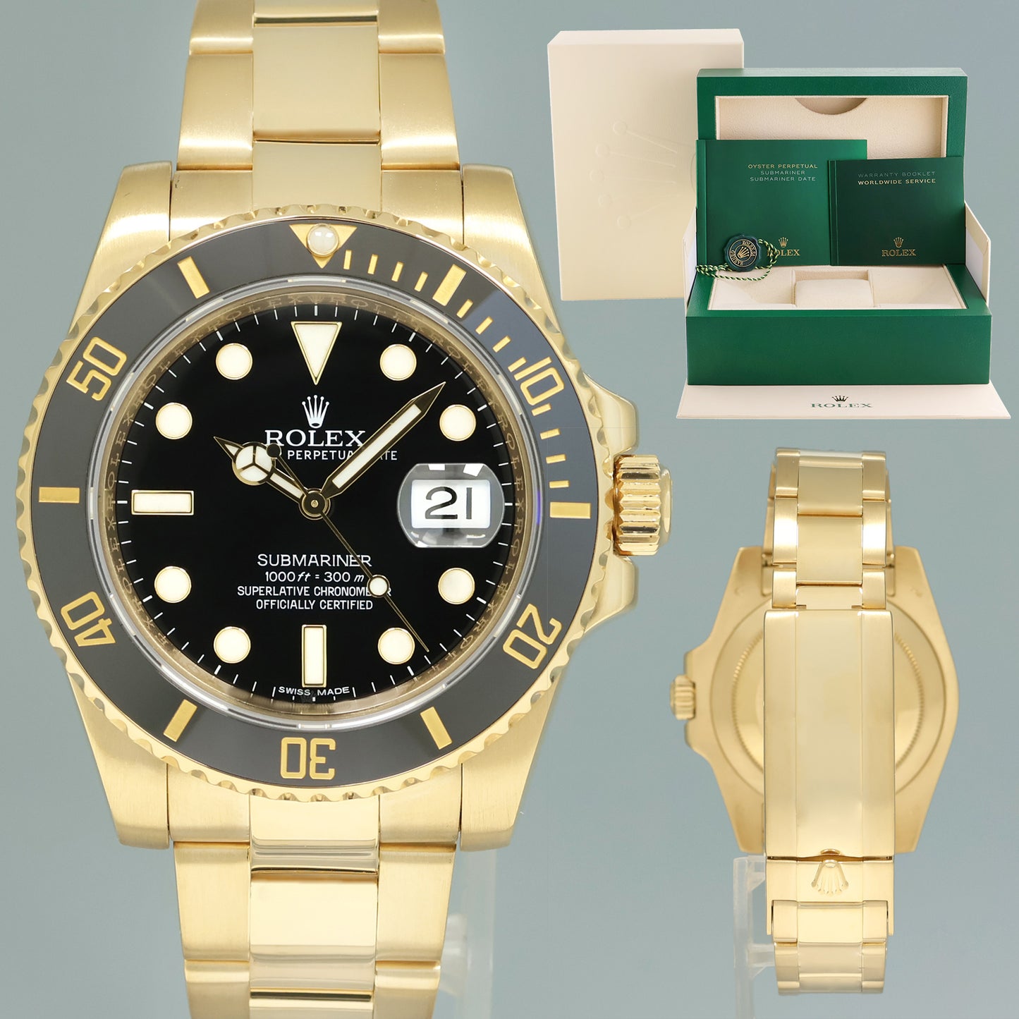 MINT Rolex Submariner Black Dial Ceramic 116618 Yellow Gold 40mm Watch Box