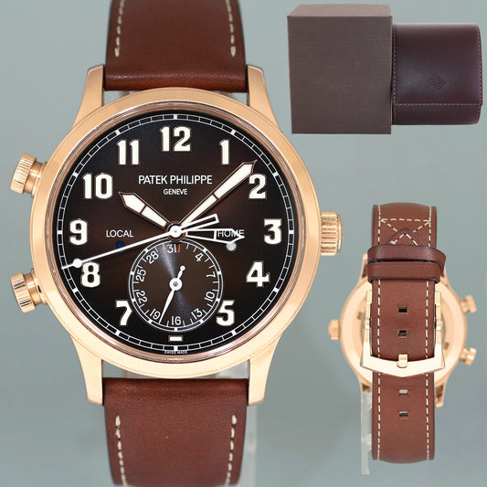MINT 5524R Patek Philippe Travel Time Leather Rose Gold Travel Time 42mm Watch Box