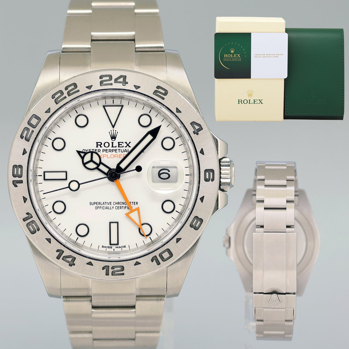 2025 RSC PAPERS MINT Rolex Explorer II 216570 Polar White Dial Steel 42mm Watch Box