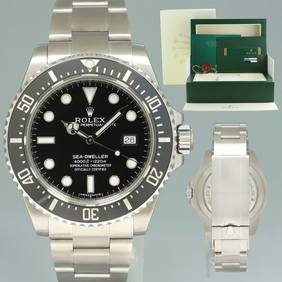 2015 MINT PAPERS Rolex Sea-Dweller 116600 Steel 40mm Black Ceramic Dive Watch Box