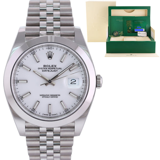 2022 NEW PAPERS Rolex DateJust 41 Steel 126300 White Jubilee 41mm Watch Box