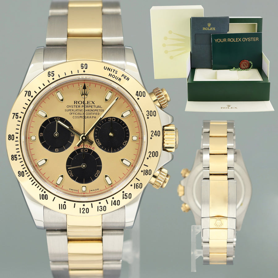 2014 Rolex Daytona 116523 Champagne Paul Newman Steel Yellow Gold Two Tone Watch