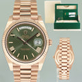 MINT PAPERS Rolex President 40mm Rose Gold Olive Green Roman 228235 Watch Box