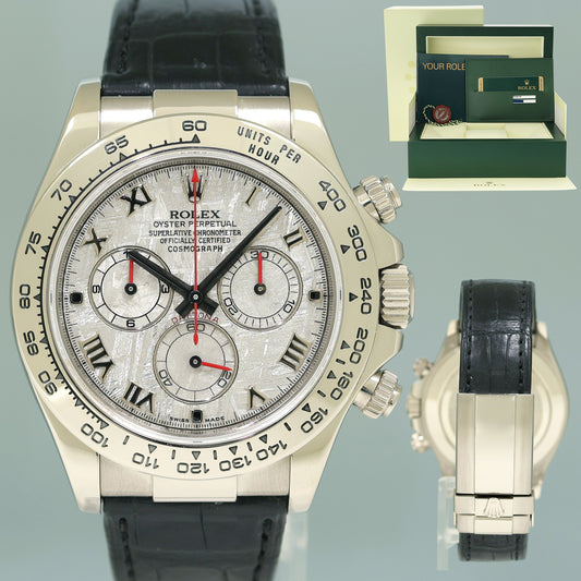 MINT 2008 PAPERS Rolex Daytona White Gold 116519 Meteorite Roman Leather Watch Box