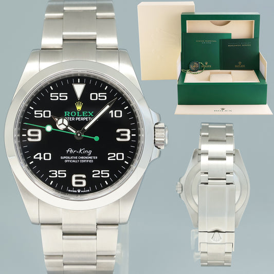 2023 NEW Rolex Air-King 126900 Green Arabic 40mm Steel Oyster Watch Box