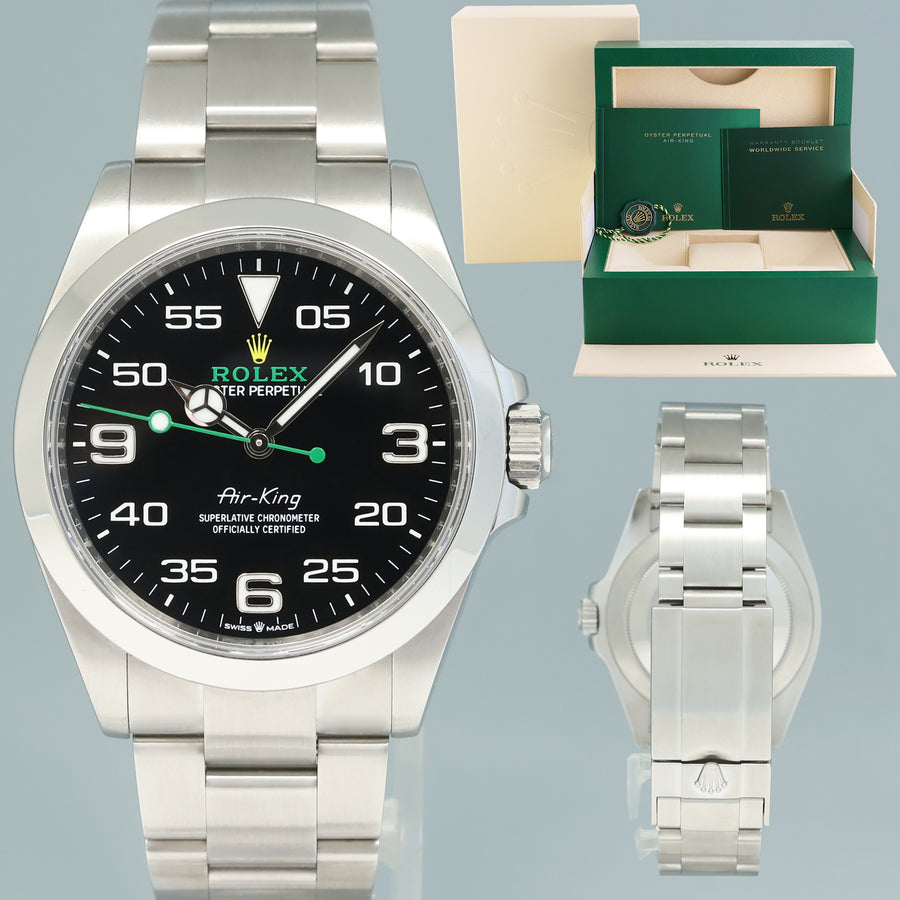 2024 NEW Rolex Air-King 126900 Green Arabic 40mm Steel Oyster Watch Box
