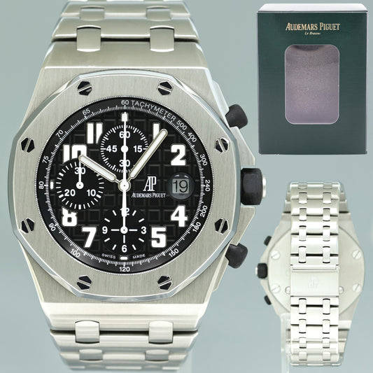 MINT Audemars Piguet 42mm Royal Oak Offshore Chronograph Stainless Steel 26170ST Black Watch