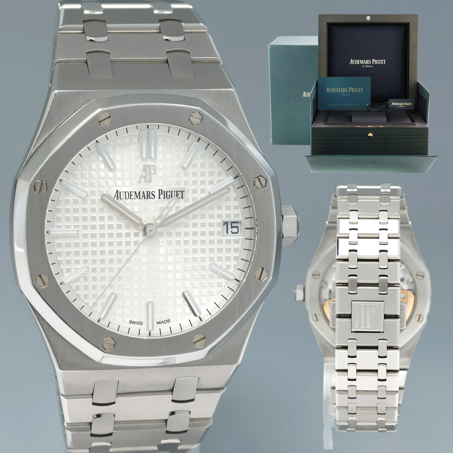 MINT Papers Audemars Piguet Royal Oak 41mm Steel 15500ST White Stick Watch Box