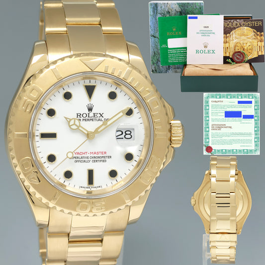 2004 MINT Rolex Yacht-Master Yellow Gold 16628 White Sapphire 40mm Watch Box