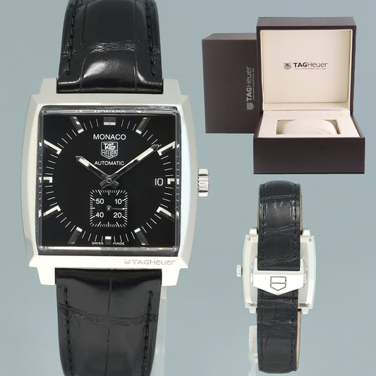 TAG Heuer Monaco Calibre 6 WW2110-0 Black Dial Steel 37.5mm Watch