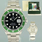 PAPERS Flat 4 Rolex Kermit F Serial Green Anniversary Submariner 16610LV Watch Box