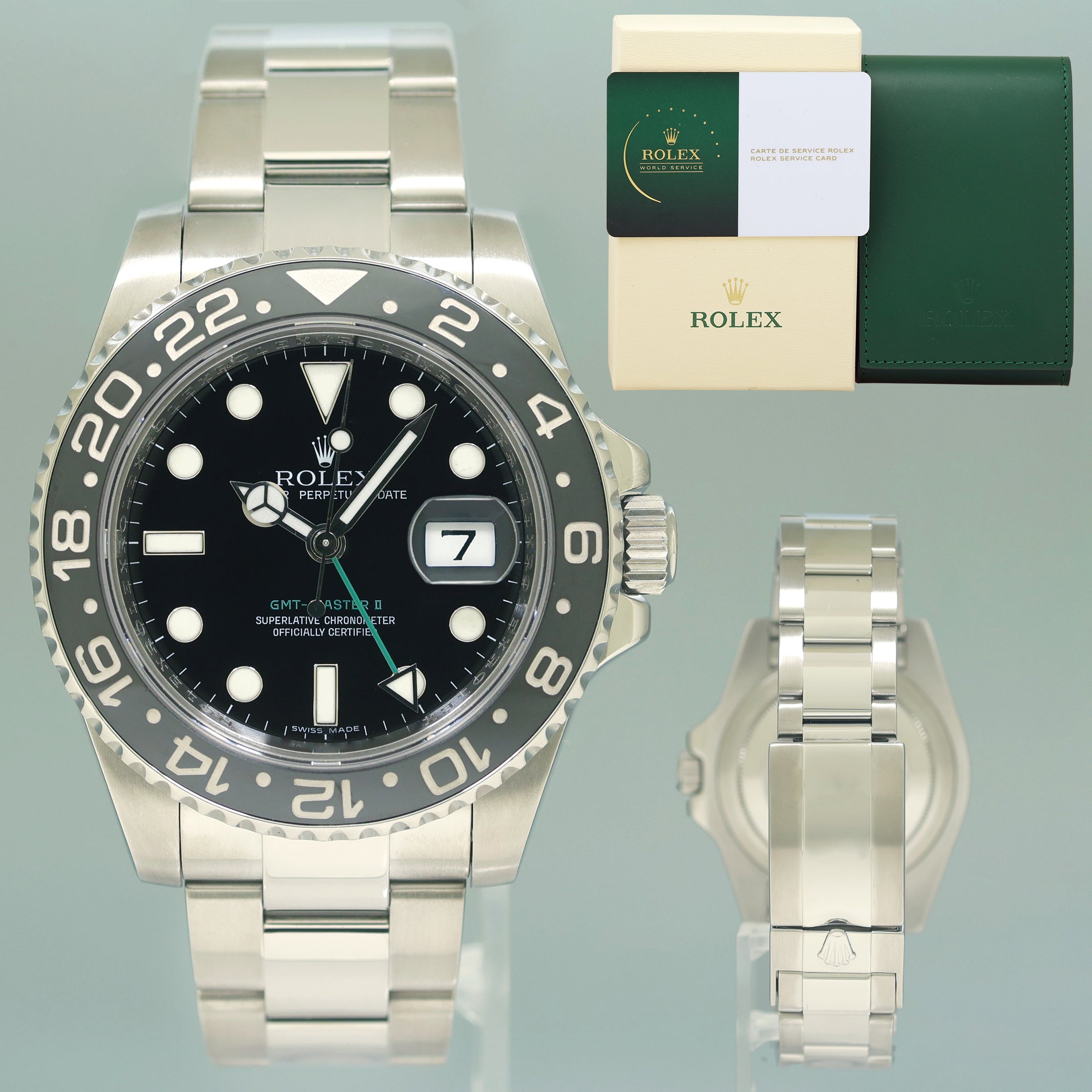 2023 Rolex Service PAPERS 116710LN GMT Master II Steel Ceramic Black 40mm Watch Box