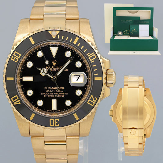 2025 RSC PAPERS Rolex Submariner Black Diamond Ceramic 116618LN Yellow Gold Watch