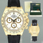 2008 MINT Rolex Daytona Cosmograph White Stick 116518 Yellow Gold Leather Watch