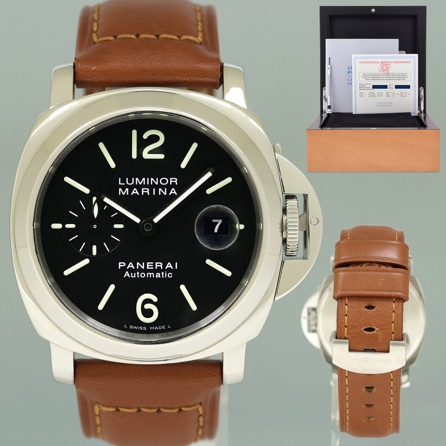 MINT PAPERS PAM 104 BLACK Stainless Steel Leather 44mm PAM00104 Watch Box