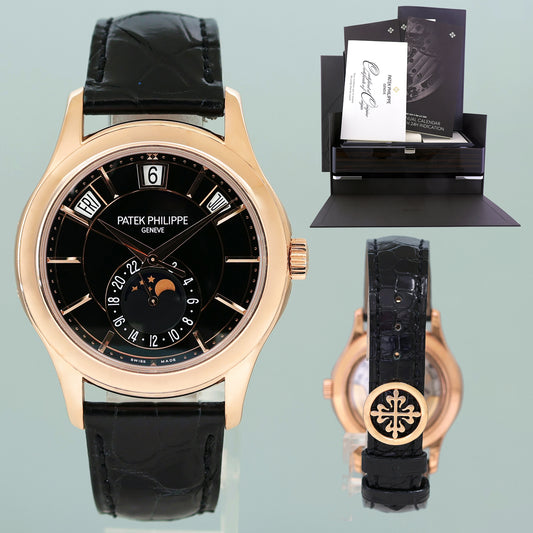 MINT PAPERS Patek Philippe 5205R Rose Gold Annual Calendar Moon Deployant Watch