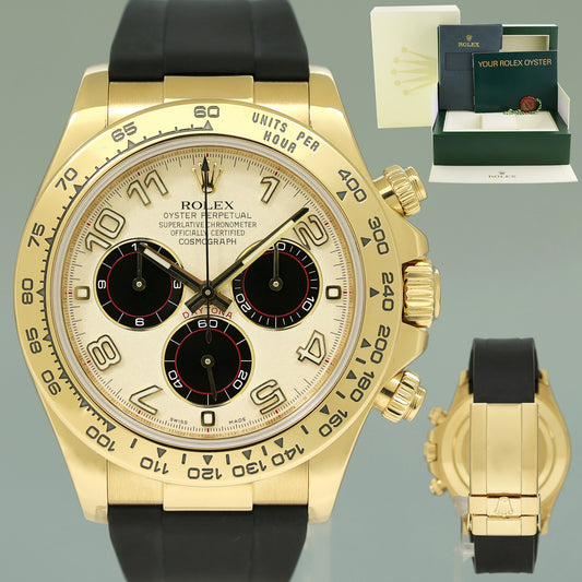 2009 MINT Rolex 116518 Daytona Cosmograph White Panda Yellow Gold Watch Box