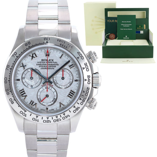 MINT 2011 USA PAPERS Rolex Daytona Meteorite Roman 116509 White Gold Chrono Watch