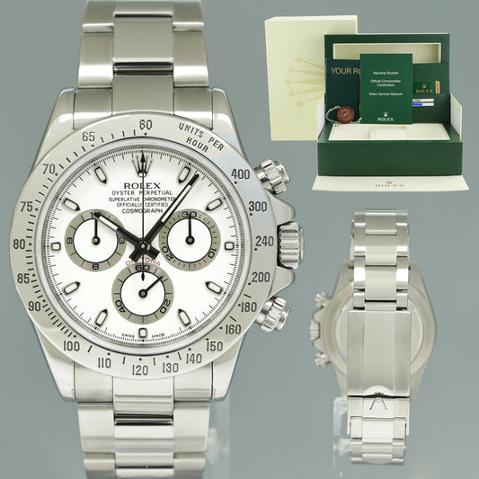 2010 MINT PAPERS Rolex Daytona 116520 White APH Chronograph Steel 40mm Watch Box