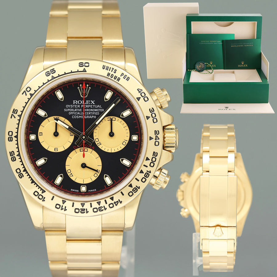2022 MINT Rolex Daytona 116508 Black Paul Newman Yellow Gold Chrono 40mm Watch