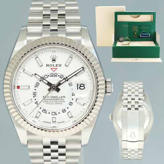 2023 NEW PAPERS Rolex Sky-Dweller Steel White Jubilee Fluted 42mm 336934 Watch Box