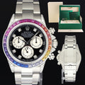 MINT Rolex Daytona 116520 Black Rainbow Diamond Steel 40mm Watch Box