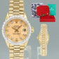 RARE STELLA DIAL Vintage Ladies Rolex President 26mm 6913 18k Gold Diamond Watch Box