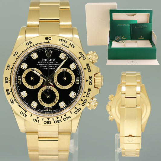2023 NEW Rolex Daytona 116508 Black Diamond Yellow Gold 40mm Chrono Watch Box