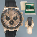 MINT 2021 Rolex Daytona Ceramic 116515LN Rose Gold Sundust Stick Oysterflex Watch