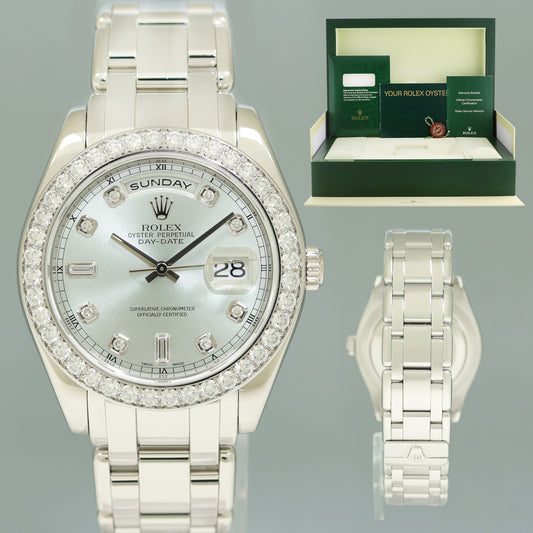 MINT Rolex Platinum Masterpiece 18946 Glacier Blue Diamond 39mm MOP Diamond Watch