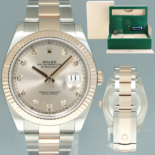 2024 NEW PAPERS Rolex DateJust 41 126331 Diamond Rose Gold Two-Tone Watch Box