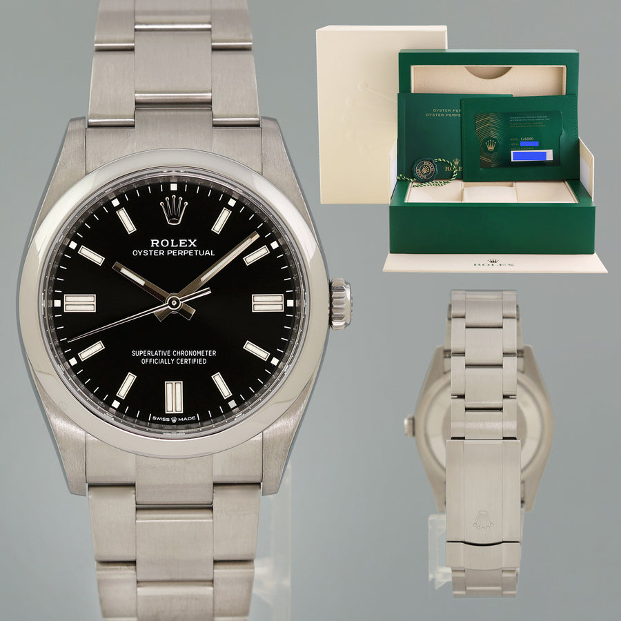 2023 NEW PAPERS Rolex Oyster Perpetual 126000 36mm Black Dial Watch Box