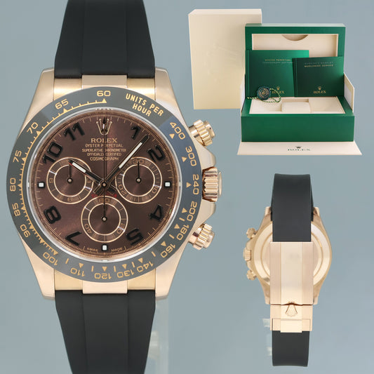 2015 MINT Rolex Daytona Chocolate Arabic Ceramic 116515 Rose Gold Rubber Watch Box