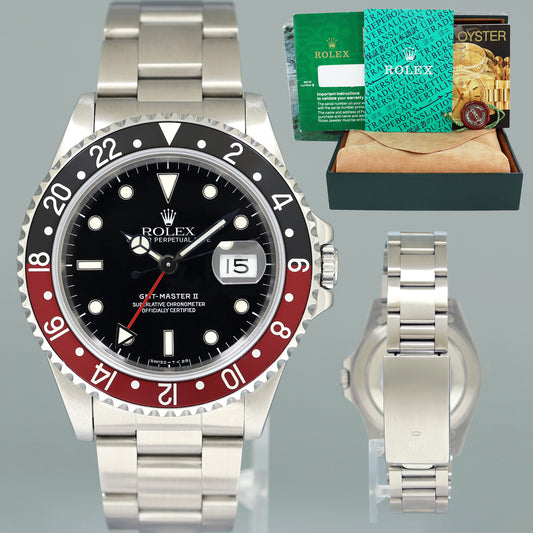 1993 MINT Rolex GMT-Master II Coke Red Black Steel 16710 40mm Watch Box