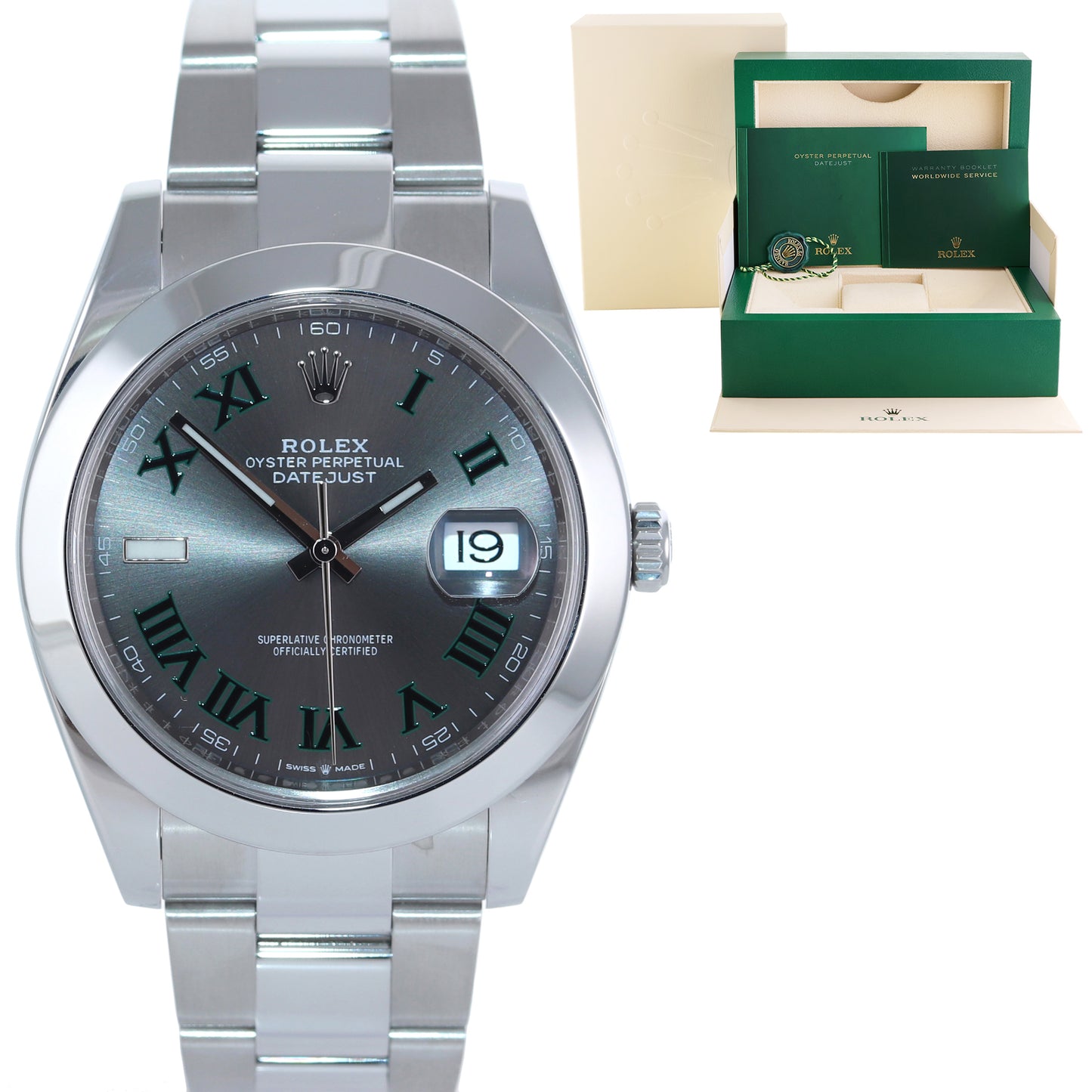 2023 MINT Rolex DateJust 41 Steel 126300 Wimbledon Oyster 41mm Watch Box